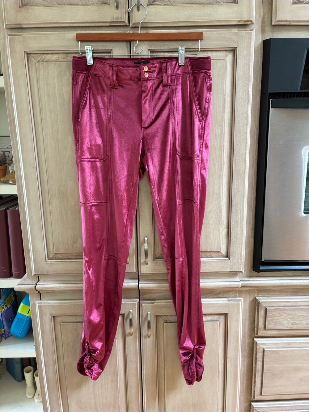 WHBM Metallic Raspberry High-Waist Pants sz 8L